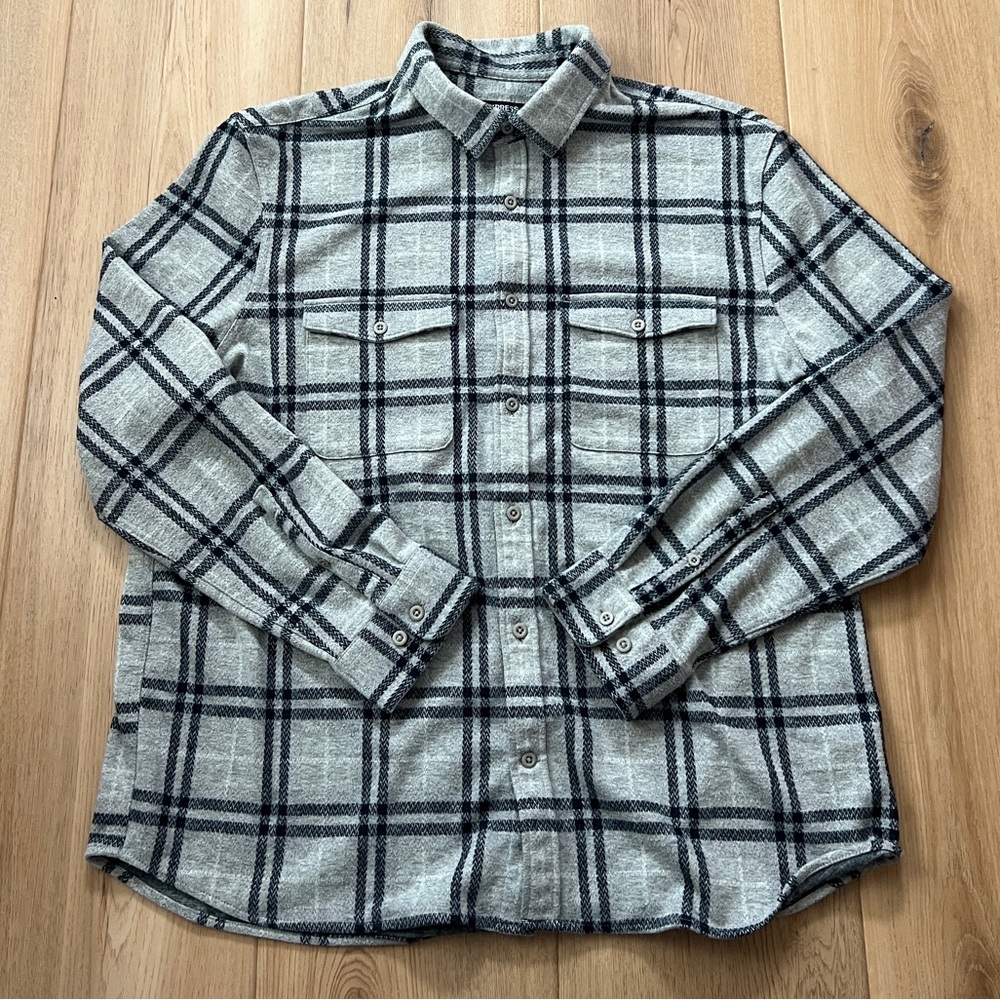 Express Plaid Button-Up Shirt jacket